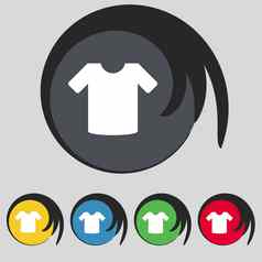 t恤衣服图标标志象征彩色的按钮