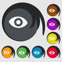第六感觉眼睛图标标志象征彩色的按钮