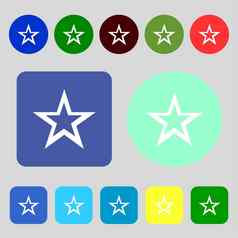 明星标志图标最喜欢的按钮导航象征彩色的按钮平设计
