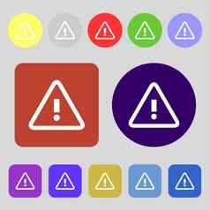 注意谨慎标志图标感叹马克危害警告象征彩色的按钮平设计