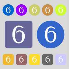 数量图标标志彩色的按钮平设计
