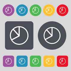 馅饼图表图图标标志集彩色的按钮平设计