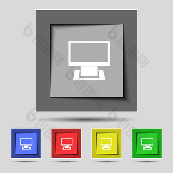 电脑<strong>宽屏</strong>监控标志图标集色彩鲜艳的按钮现代网站导航