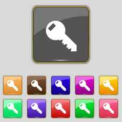 关键标志图标解锁工具象征集彩色的按钮