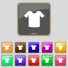 t恤衣服图标标志集11彩色的按钮网站