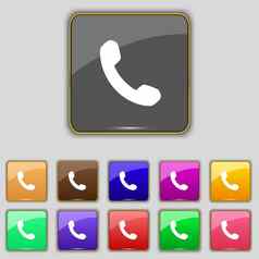 电话支持调用中心图标标志集11彩色的按钮网站