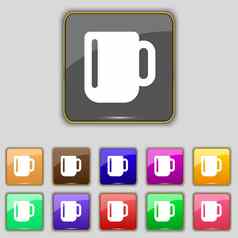 杯咖啡茶图标标志集11彩色的按钮网站