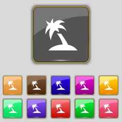 棕榈树旅行旅行图标标志集11彩色的按钮网站