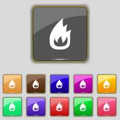 火火焰图标标志集11彩色的按钮网站