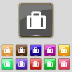 手提箱图标标志集11彩色的按钮网站