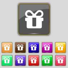 礼物图标标志集11彩色的按钮网站