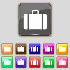 手提箱图标标志集11彩色的按钮网站