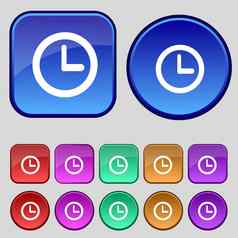 时钟标志图标机械时钟象征集色彩鲜艳的按钮