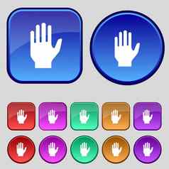 手打印标志图标停止象征集颜色按钮