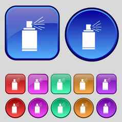 涂鸦喷雾标志图标气溶胶油漆象征集彩色的按钮