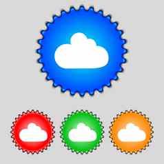 云标志图标数据存储象征集色彩鲜艳的按钮