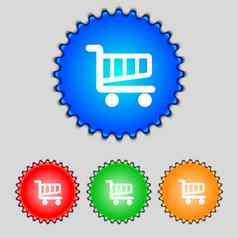 购物车标志图标在线购买按钮集色彩鲜艳的按钮