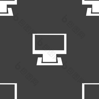 电脑宽屏监控标志图标无缝的模式灰色的背景