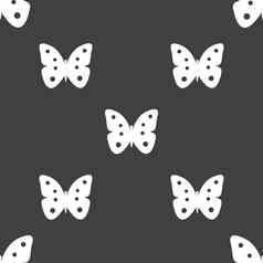 蝴蝶标志图标昆虫象征无缝的模式灰色的背景