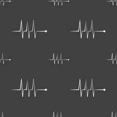 心电图监控标志图标心垮掉的一代象征无缝的模式灰色的背景