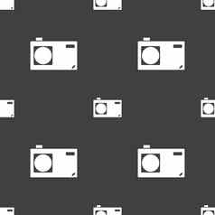 照片相机标志图标数字象征无缝的模式灰色的背景