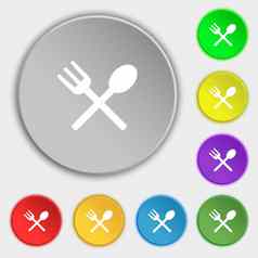 叉勺子横向餐具吃图标标志符号平按钮
