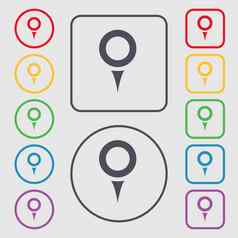 地图指针全球定位系统(gps)位置图标标志象征轮广场按钮框架