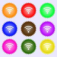 无线网络标志无线网络象征无线网络图标区集彩色的标签
