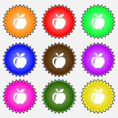 苹果图标标志集彩色的标签