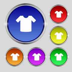 t恤衣服图标标志轮象征明亮的色彩鲜艳的按钮