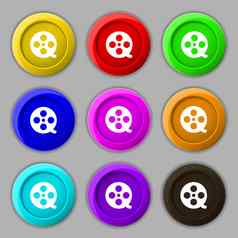 电影图标标志象征轮色彩鲜艳的按钮