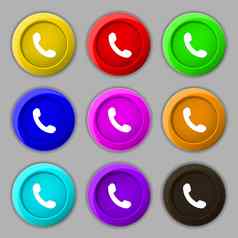 电话支持调用中心图标标志象征轮色彩鲜艳的按钮