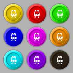 火车图标标志象征轮色彩鲜艳的按钮