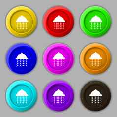 淋浴图标标志象征轮色彩鲜艳的按钮
