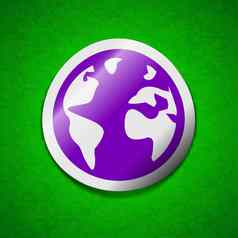 全球图标标志象征别致的彩色的黏糊糊的标签绿色背景