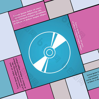 Dvd紧凑的磁盘蓝色的雷图标标志现代平风格设计