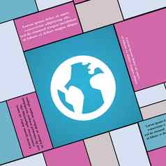 全球世界地图地理位置图标标志现代平风格设计