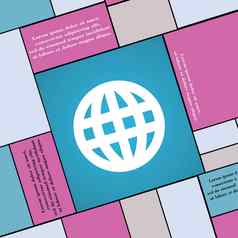 全球世界地图地理位置图标标志现代平风格设计