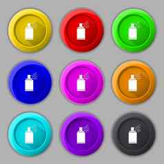 涂鸦喷雾标志图标气溶胶油漆象征集彩色的按钮