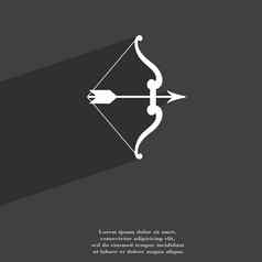 弓箭头图标象征平现代网络设计长影子空间文本