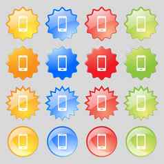智能手机标志图标支持象征调用中心大集色彩斑斓的现代按钮设计