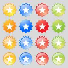 最喜欢的明星图标标志集十六岁多色的玻璃按钮的地方文本
