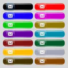 邮件信封信图标标志大集色彩斑斓的现代按钮设计