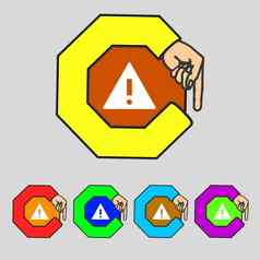 注意标志图标感叹马克危害警告象征集色彩鲜艳的按钮