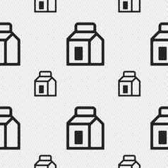 牛奶汁饮料纸箱包图标标志无缝的模式几何纹理