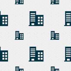 高层商业建筑住宅公寓图标标志无缝的模式几何纹理