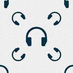 耳机图标标志无缝的模式几何纹理