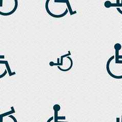 禁用标志图标人类轮椅象征残疾无效的标志无缝的摘要背景几何形状