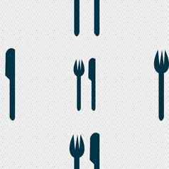 吃标志图标餐具象征叉刀无缝的摘要背景几何形状