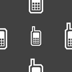 移动电话图标标志无缝的模式灰色的背景